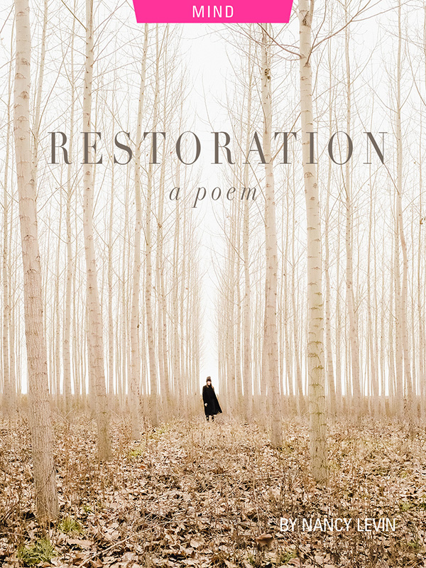 Restoration, a poem about spiritual restoration by Nancy Levin. Photograph by Victoria Wright