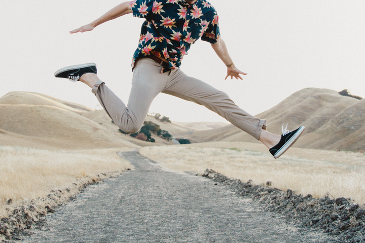 Spontaneity, Intuition, photograph of man jumping by Caleb Woods