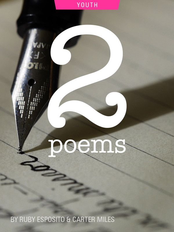 2 poems, photograph of pen by Aaron Burden