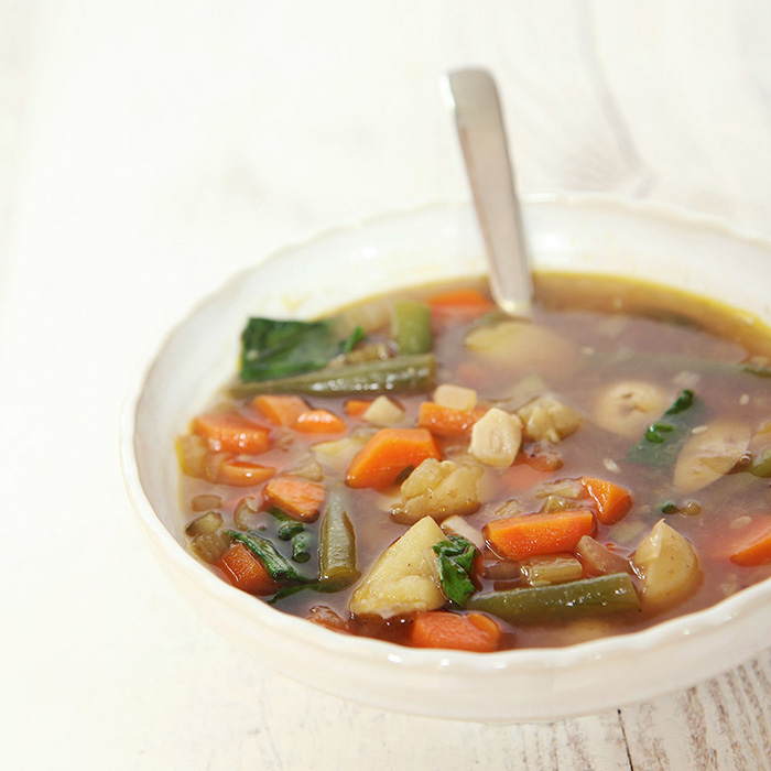 Simple Vegetable Soup, recipe by Mia Moran