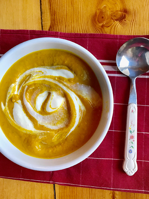 Carrot ginger soup, recipe by Holly Shelowitz