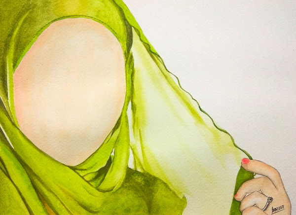 Under the Hijab Is..., artwork by Prateeti Verma