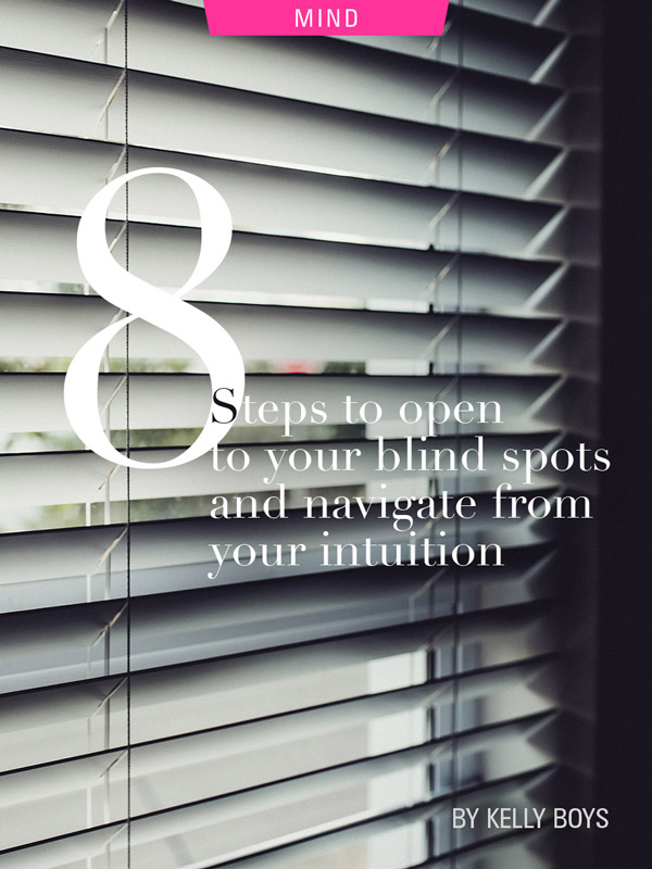 Blind spots and intuition, by Kelly Boys. Photograph of window blinds by Wade Lambert