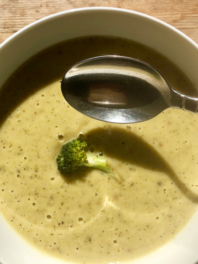 Photograph of broccoli soup by Chef Christine Moss