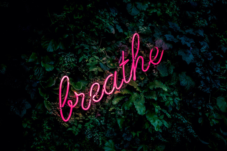 Receiving Love, Releasing Self Judgment, by Bridgitte Jackson-Buckley. Photograph of Breathe sign by Fabian Moller