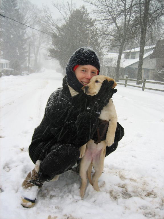 Terry, the author, with Sundae during her puppy years. Photograph by Kristen Noel