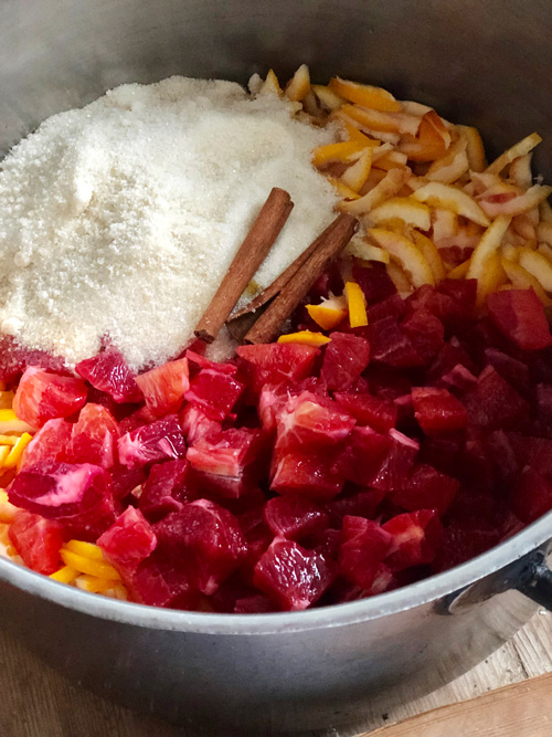 Marmalade and Musings: From the kitchen to life’s table by Chef Christine Moss, photograph of blood orange marmalade