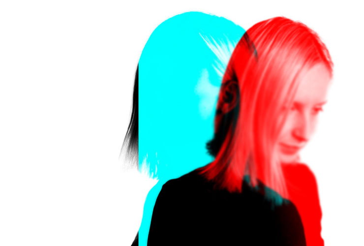 Sober Self-Esteem: Retraining Your Brain and Body to Life Without Alcohol by Georgia Foster. Photograph of woman with split red and blue effects by Jurica Koletic