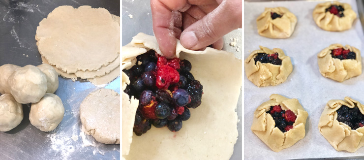 Photograph of the dough being folded around the berries