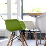 Do Less, Have More: How to Complete a Creative Project Without Burning Out by Kate Northrup. Photograph of a bright green office chair by New Data Service