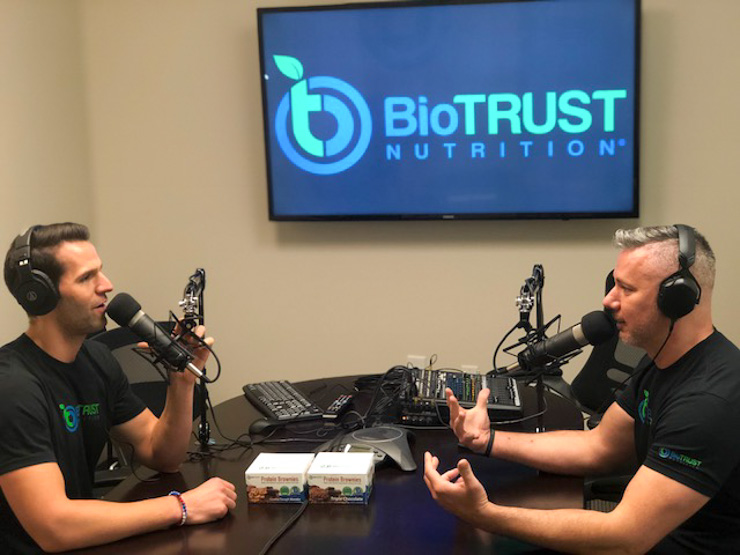 Photograph of Shawn conducting a podcast with BioTrust Nutrition