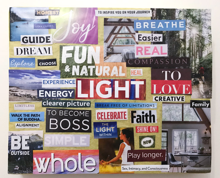 Photograph of Andrea's vision board for her new life, courtesy of Andrea Yang.