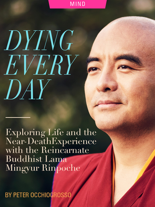 Dying Every Day: Exploring Life and the Near-Death Experience with the Reincarnate Buddhist Lama Mingyur Rinpoche, by Peter Occhiogrosso. Photograph of Yongey Mingyur Rinpoche by Kevin Sturm