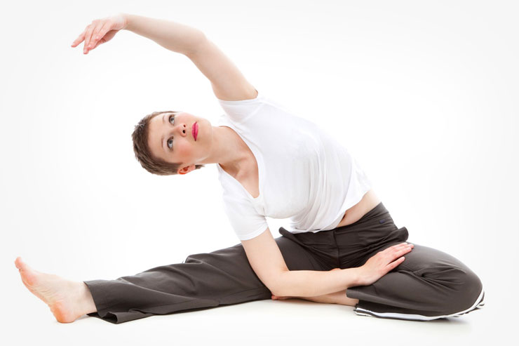 Photograph of a woman in a side stretch position