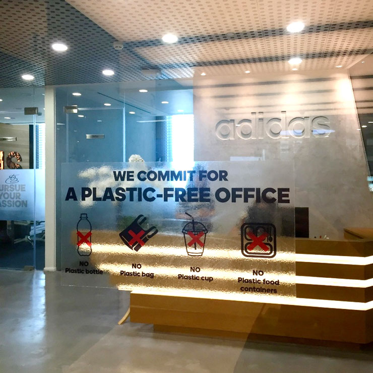 Photograph of the Adidas headquarters, a plastic free zone courtesy of Zero Waste Saigon
