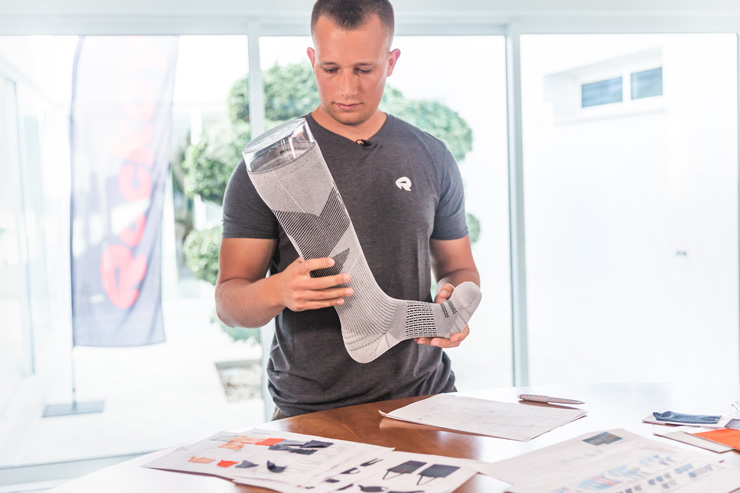 Daniel Pfefferkorn, Founder of Rockay, with his latest collection of running socks
