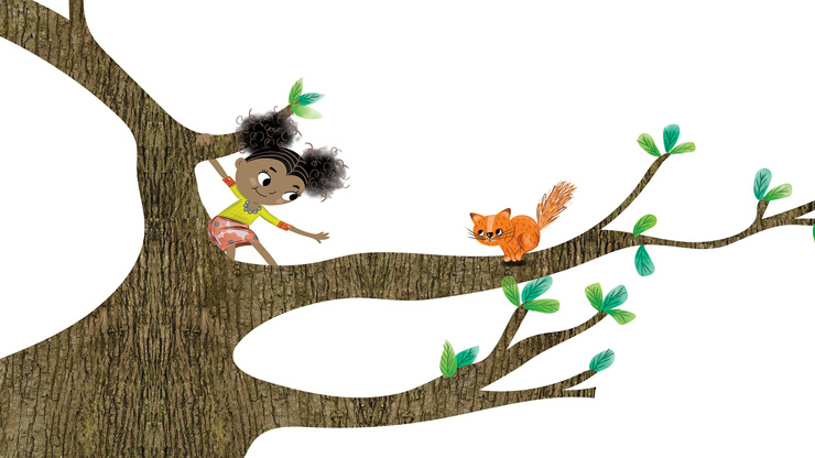 Illustration of child in tree by Holly Hatam