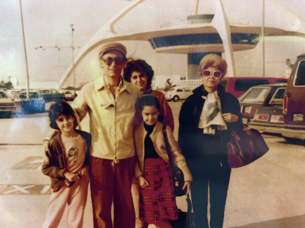 Photograph of Laleh and her family at LAX international airport in Los Angeles
