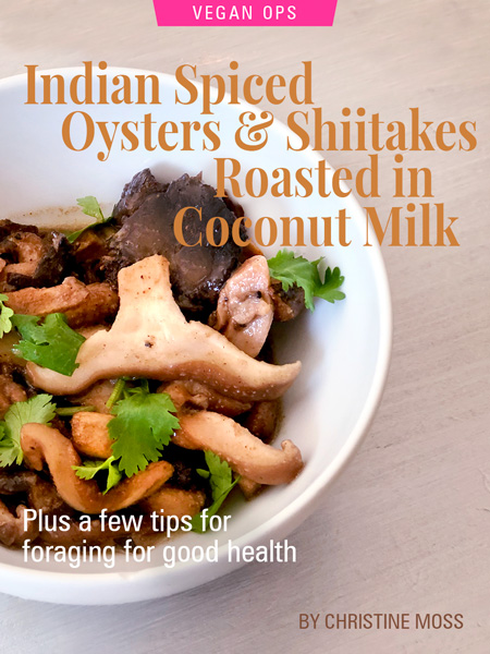 Indian Spiced Oysters and Shiitakes Roasted in Coconut Milk, by Christine Moss. Photograph of recipe by Christine Moss