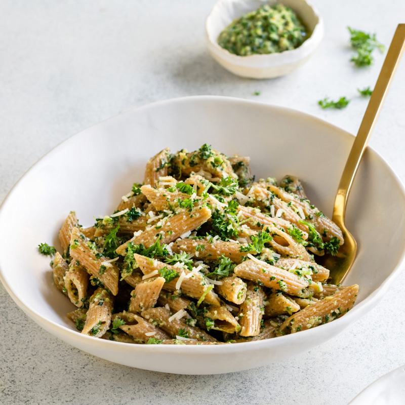 Lentil Pasta with Kale Pesto Recipe by Vani Hari, Photograph by Kim Ruggles