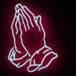 The Art of Self-Surrender by Deep. Photograph of a neon sign of two hands praying, by Chris Liverani