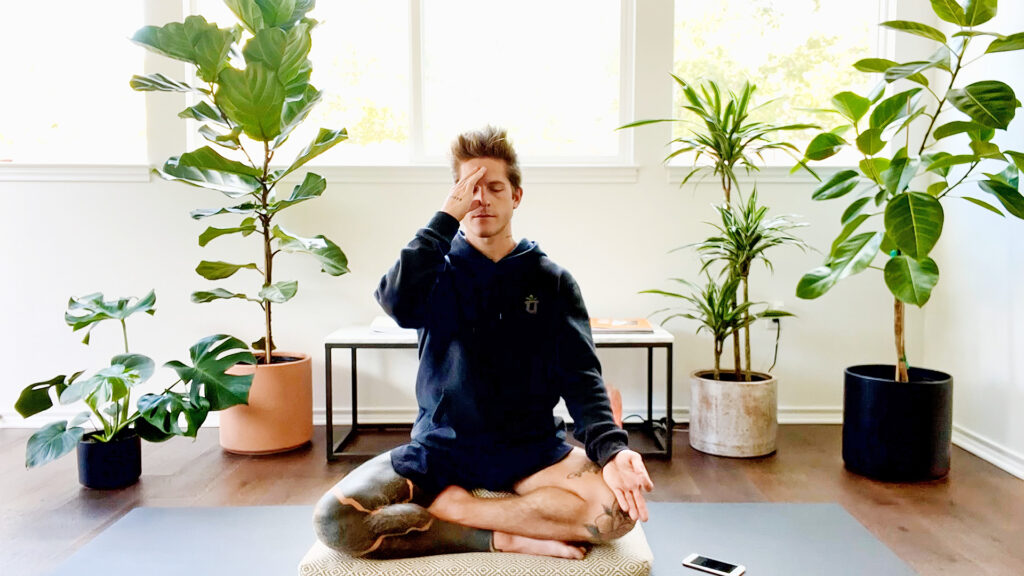 Best Self Breathwork: Introductory Practice, by Carter Miles. Photograph of Carter Miles in breathing posture.