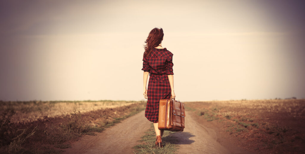 Breaking Up with Balance: Busting the Work-Life Myth for Women, by Sohee Jun, PhD. Vintage photograph of woman walking away on a dirt road by Massonstock.